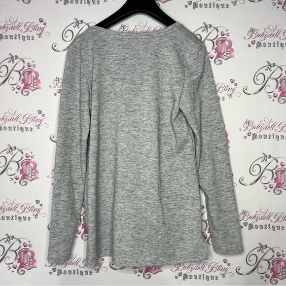 Reitmans WINE NOT? sparkly pullover long sleeve hoodie sweater grey silver - Picture 3 of 8